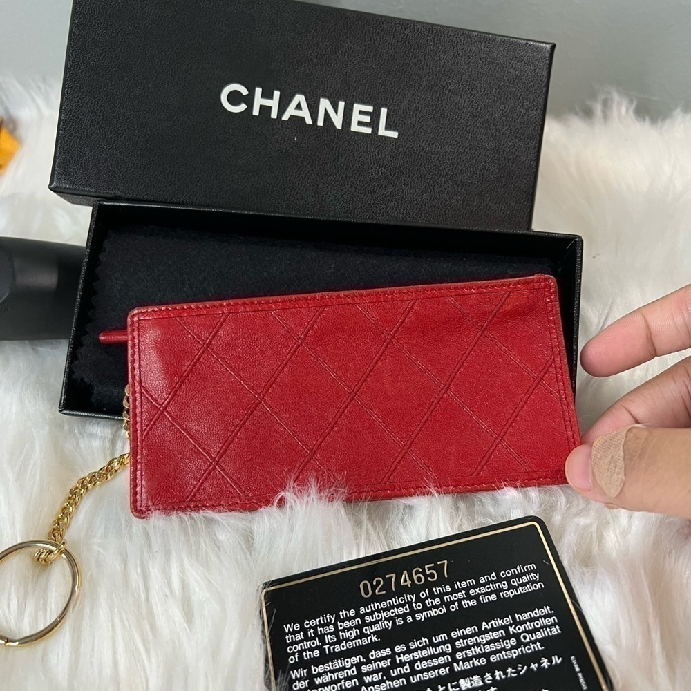 Chanel bicolore quilted matelasse lambskin purse key case - Picture 14 of 16